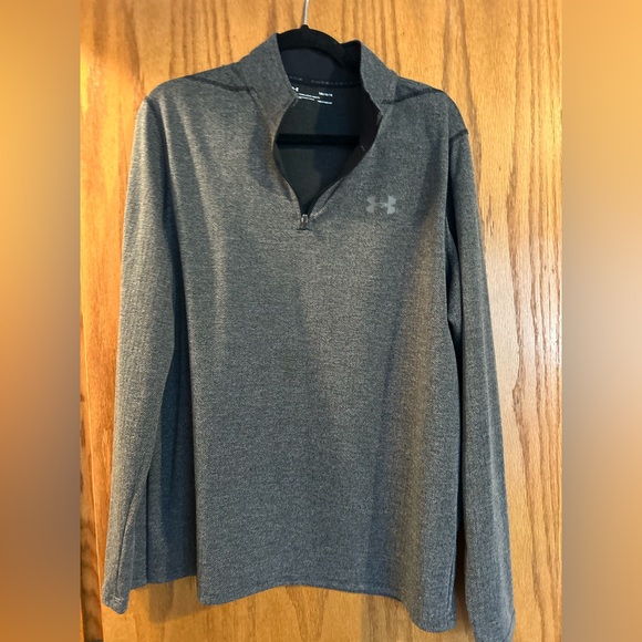 Under Armour Mens Heather Gray Quarter Zip Pullover - Picture 2 of 7